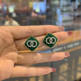 Arzonai  Decor Green Double Ring Detail Square Drop Earrings for girls and women